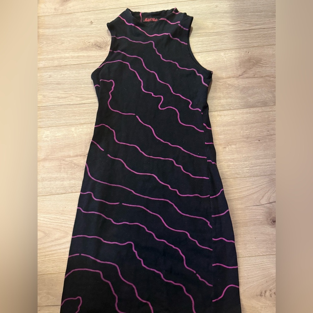 Motel Rocks Black and Pink Sheath Mini Dress for Night Out